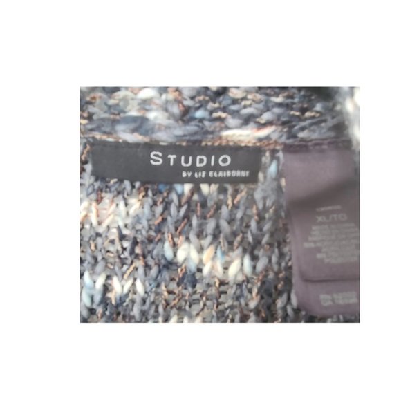 Women's Knit Sweater, Grey and Blue - Picture 3 of 4